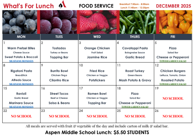 AMS Lunch Menu